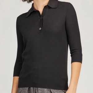CO Collections Silk Knit Polo Collar Sweater. Size: S